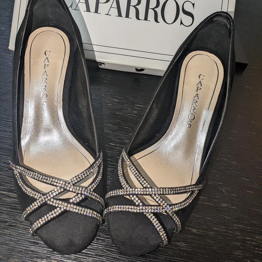 Caparros black Suede heels size 7.5